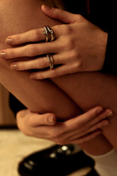 Infinity Silver Ring, White Rhodium, Zircon Gemstone + Sun Gift